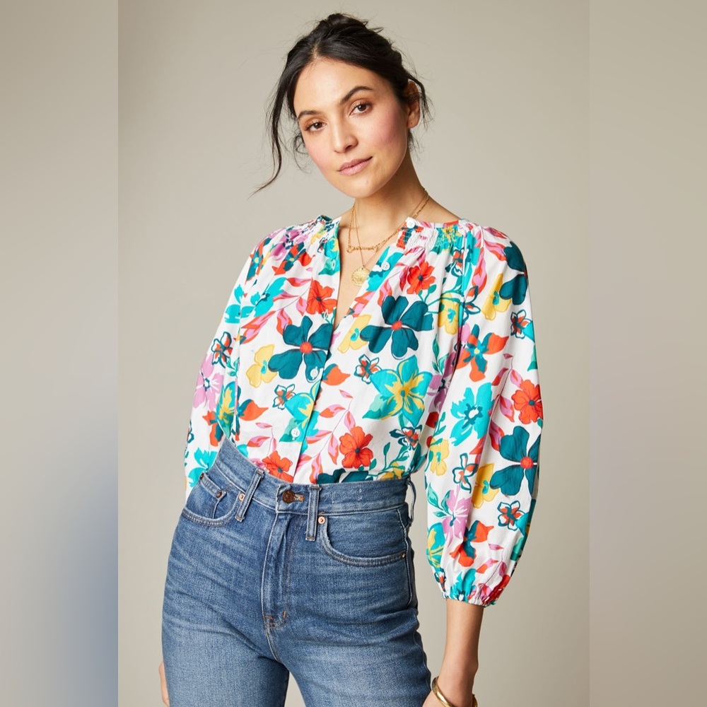 Tucker NYC - The Classic Blouse in Silk Cotton | White Casa Floral